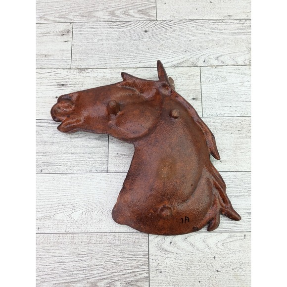 Vintage Horse Head Cast Iron Art Tray Dish Cigar Spoon Ashtray Western Decor - Picture 9 of 11